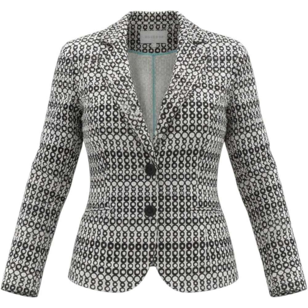 Cabi Geometric Circle Print Crop Blazer 4 Black White Mod Professional Capsule